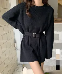 ニットワンピース レディース ベルト付き