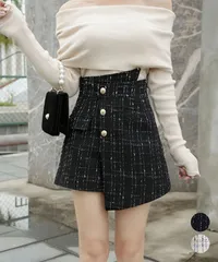ツイードショートパンツ ラップスカート風