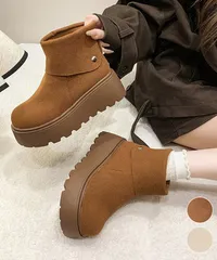 厚底ショートブーツ 秋冬シューズ美脚脚長