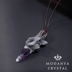 ケープアメジストの樹脂粘土ペンダントトップ1（革紐付き）1503（天然石/原石/鉱物）