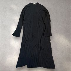 美品モノアース ブラック ロングカーディガン 2ポケット付き 綿100% M 
