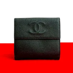 極 美品 シール有 15番台 CHANEL シャネル ココマーク マットキャビアスキン 二つ折り 財布 ミニ ウォレット ブラック 黒 41794