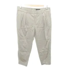 アンタイトル UNTITLED 美品 サテン パンツ 無地 ジップアップ 薄手 42 XLサイズ グレー ■YHS2