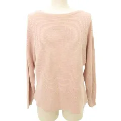 自由区 オンワード樫山 ニット 長袖 ボートネック 無地 薄手 38 Mサイズ ピンク ■YHS10