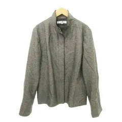 23区 オンワード樫山 ウール ジャケット ジップアップ ハイネック 無地 厚手 48 約Lサイズ グレー ■YHS10