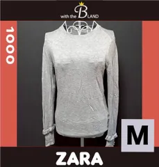 ZARA　ザラ　長袖ニット　袖フリル　パール　サイズM