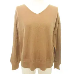 ナノユニバース nano universe タグ付き ウール ニュアンス ニット プルオーバー Vネック 無地 薄手 38 約Mサイズ キャメル ■YHS10