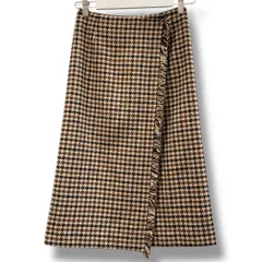 タグ付き 未使用品 23区 ニジュウサンク サイズ32 W56～60 H84～88 ブラウン系 千鳥格子柄 定価23000円 NO214-5 SK.WS. made in Japan ウール混 巻きスカート レディース 冬 ゴーゴー古着マルイ草加店2590