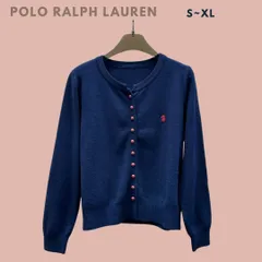 POLO Ralph Lauren ポロラルフローレン ロゴ丸ボタンニットカーディガン ニットトップス ネイビー レディース 長袖 輸入