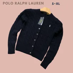 POLO Ralph Lauren ポロラルフローレン ロゴボタンケーブルニットカーディガン ニットトップス ブラック 黒 レディース 長袖 輸入