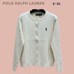 POLO Ralph Lauren ポロラルフローレン ロゴボタンケーブルニットカーディガン ニットトップス  ホワイト レディース 長袖 輸入