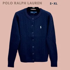 POLO Ralph Lauren ポロラルフローレン ロゴボタンケーブルニットカーディガン ニットトップス ネイビー レディース メンズ ユニセックス 長袖 輸入