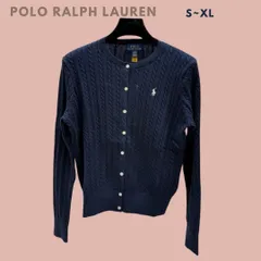 POLO Ralph Lauren ポロラルフローレン ロゴ長袖ケーブルニットカーディガン ニットトップス  ネイビー レディース クルーネック 輸入