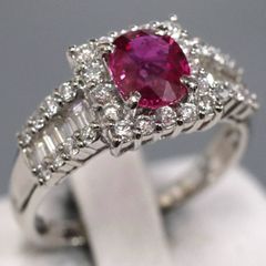 プラチナ900 リング ルビー 1.19ct メレ テーパード - メルカリ