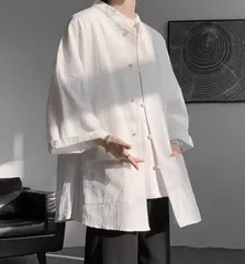 リネンシャツ メンズ シャツ カジュアルシャツ 半袖シャツ コットン 薄手 綿麻シャツ ホワイト