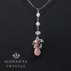 ピンクオパール+ロードナイト+ガーネットのネックレス0248（天然石）