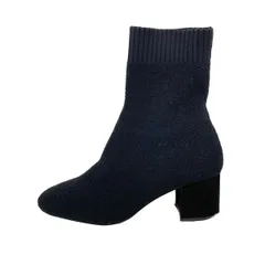 FABIO RUSCONI(ファビオルスコーニ) ショートブーツ 37 レディース - 黒 コットン