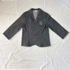 美品 anyFAM エニィファム 男の子 子供用 ジャケット 110㎝ グレー ブラックデニム エンブレム かっこいい 発表会 結婚式 セレモニー フォーマル 入園式 卒園式 入学式