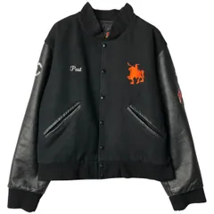 古着 90年代 GAME sportswear 星条旗柄 袖革ウールボタンスタジャン バーシティジャケット USA製 メンズM相当/eaa603606
