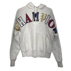 ヴィンテージ Champion REVRSE WEAVE/チャンピオンリバースウィーブ パーカー フーディー プルオーバー フロント刺繍 ワンポイント刺繡 HONDURAS製 メンズ S ホワイトグレー