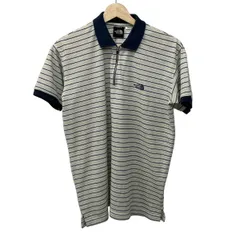 THE NORTH FACE(ノースフェイス) 半袖ポロシャツ サイズM メンズ美品  - 白×ネイビー×ベージュ ボーダー