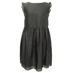 アナトリエ ANATELIER フリル ノースリーブ ワンピース ボーダー ひざ丈 38 黒 ブラック ■YHS9