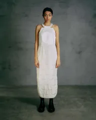 美品 THINGS THAT MATTER シングスザットマター CONFLICTING HALTER NECK DRESS コンフリクティング ホルダーネック ジャガード 異素材 ドッキング ドレス