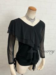 MERRY】新品 社交ダンス 豪華 スカート 黒 ティアード パーティ 1269