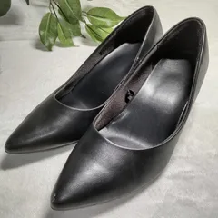 【良品】ブランド不明/パンプス/ポインテッドトゥ/黒/ブラック/24.0cm