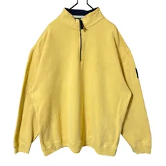 ハーフジップ トレーナー イエロー 黄色 XL ノーティカ 刺繍 ロゴ スウェット レディース ユニセックス メンズ 古着 長袖