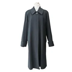 新品out115　定価7.9万円　SANYOCOAT　ウールロングコート　ステンカラー　SOLEIL　９号Mサイズ　黒ブラック　カシミヤ混　冠婚葬祭