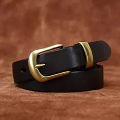 女性 本革レディースベルト 2.3cm｜手作り×真鍮バックルの上質デザイン・天然牛革の風合いを楽しむ細身ベルト・ジーンズにもきれいめコーデにも合う上品アクセント 贈り物にも最適 コレクションに プレゼント 手作り ハンドメイド  PD071