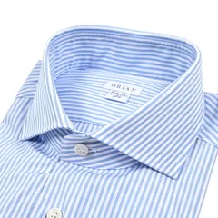ORIAN オリアン / Extra Slim Fit エクストラ スリムフィット ドレスシャツ ワイシャツ ホリゾンタルカラー 長袖 メンズ コットン100% ストライプ ブルー ホワイト / 25-26AW / 426681
