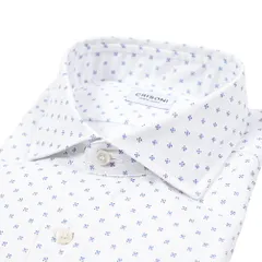 ORIAN オリアン / CRINONI クリゾーニ MONTE-CARLO モンテカルロ ドレスシャツ ワイシャツ ホリゾンタルカラー 長袖 メンズ コットン100% 小紋 ホワイト / 25-26AW / 426745