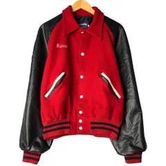 古着 90年代 ホロウェイ Holloway 襟付き 袖革ウールボタンスタジャン バーシティジャケット USA製 メンズM相当 ヴィンテージ/eaa603021