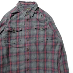 00's エディーバウアー オンブレーチェック コットン ネルシャツ エンジ×灰系 (L) シャドーチェック 00年代 旧タグ オールド 長袖　アメリカ古着 USED  ビンテージ ヴィンテージ
