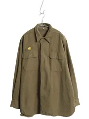 【お得なクーポン配布中!】 40s 米軍実物 US ARMY 長袖 ウール マスタード シャツ メンズ XL 程 古着 ヴィンテージ ミリタリー アーミー 軍物 大戦 ガスフラップ 付き