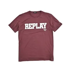 REPLAY リプレイ / ロゴ Tシャツ カットソー 半袖 クルーネック メンズ コットン100% ワインレッド 429966