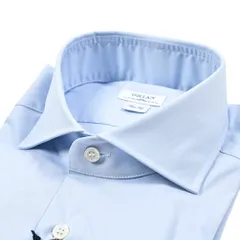 ORIAN オリアン / Slim Fit スリムフィット ドレスシャツ ワイシャツ ホリゾンタルカラー 長袖 メンズ ストレッチ コットン ブルー / 25-26AW / 426782