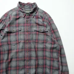 00's エディーバウアー オンブレーチェック コットン ネルシャツ (L) エンジ×灰系 シャドーチェック 00年代 旧タグ オールド 長袖　アメリカ古着 USED  ビンテージ ヴィンテージ