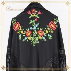 フラメンコ 衣装 シージョ トライアングル 三角形 刺繍 花柄 フレコ フリンジ カラフル ダンス 小物 パーティ 発表会 舞台 装飾 飾り ブラック系 刺繍デザイン モダン オシャレ ファッション セレモニー イベント パフォーマンス コスチューム