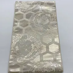 ［6036］袋帯 鳳凰亀甲文様 銀彩 六通 正絹 着物 フォーマル シルバー
