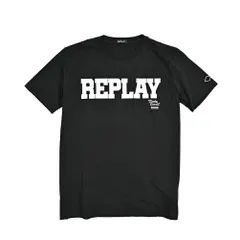 REPLAY リプレイ / ロゴ Tシャツ カットソー 半袖 クルーネック メンズ コットン100% ブラック 430907