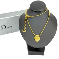 【人気・美品】Christian Dior ディオール ラインストーン ハート ロゴ ネックレス ゴールド 金色 箱付き アクセサリー ジュエリー レディース ギフト プレゼント 贈り物 彼女 妻 新社会人 新成人