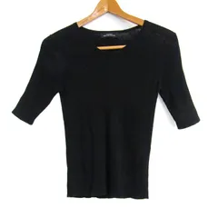 ユナイテッドアローズ カットソー シャツ 5分袖コットン グリーンレーベル トップス黒 レディース Fサイズ ブラック UNITED ARROWS 【中古】