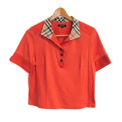 バーバリーロンドン 半袖ポロシャツ ノバチェック コットン100% ブランド トップス 日本製 レディース 4サイズ オレンジ BURBERRY 【中古】