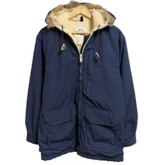 USA製 Woolrich ウールリッチ パーカージャケット 中綿ジャケット ウールライニング フルジップ ポケット付き 紺 ネイビー Mサイズ No.L468