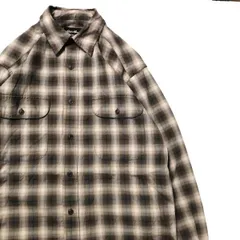 90's 00's エディーバウアー オンブレーチェック コットン シャツ 茶系 (XS) シャドーチェック 90年代 旧タグ オールド 長袖　アメリカ古着 USED  ビンテージ ヴィンテージ