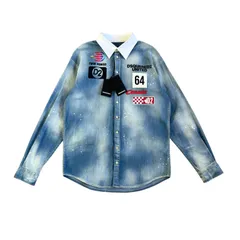 DSQUARED2 / ディースクエアード Twin Power デニムシャツ ブルー＆ホワイト 未使用タグ付き 48サイズ(M相当)