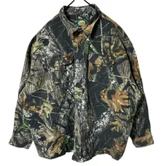 カモフラ リアルツリー 迷彩 総柄 オーバーサイズ 3XL カーキ グリーン系 緑 シャツ レディース ユニセックス メンズ 古着 長袖